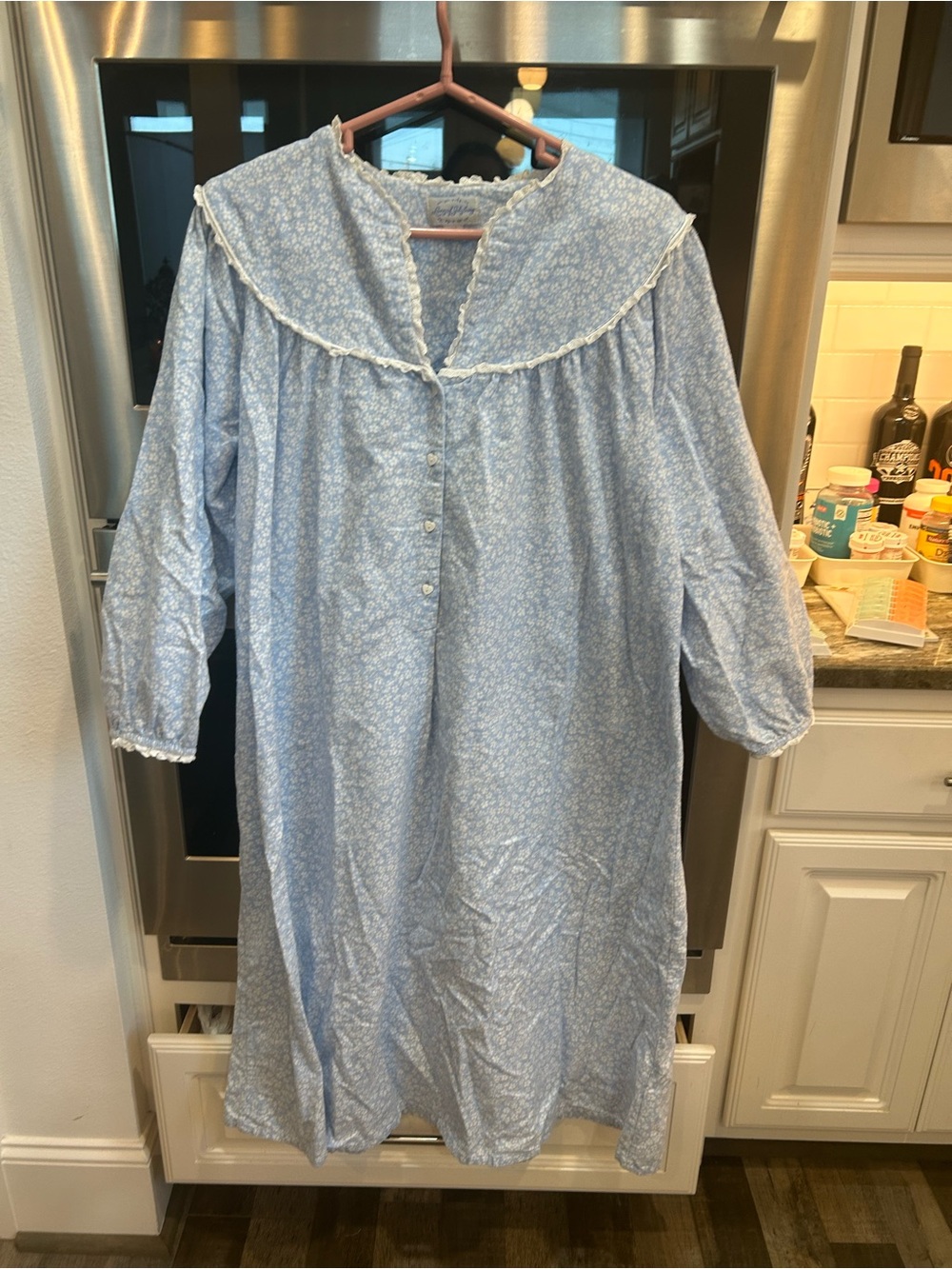 Lanz of Salzburg flannel Nightgown with heart buttons L slight wear GUC